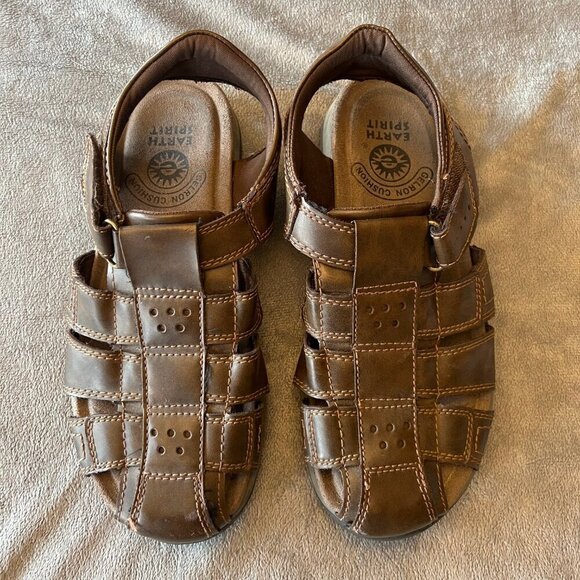 Men's Earth Spirit Brown Fisherman Strap Casual Sandals, Size 9 - Picture 1 of 8